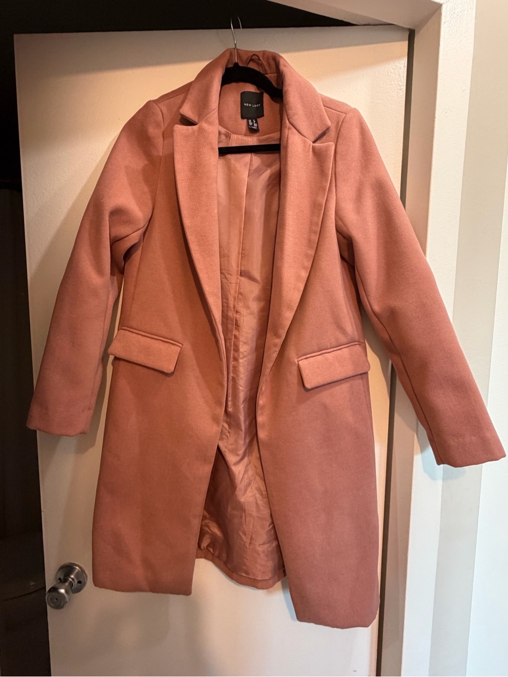 New Look Rose Blush Single-Breasted Wool-Blend Pea Coat